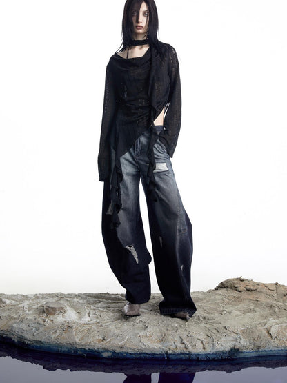 NORTH NODE Wasteland Asymmetric Lotus Ruffle Women&