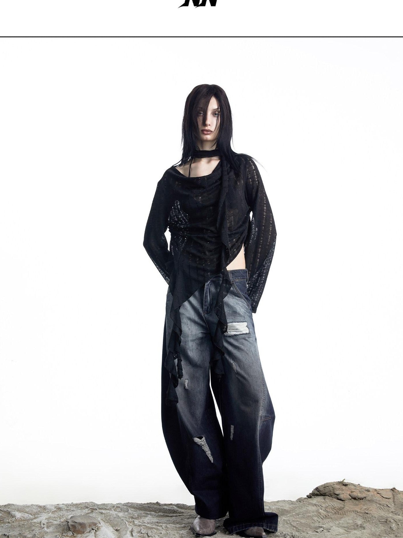 NORTH NODE Wasteland Asymmetric Lotus Ruffle Women&