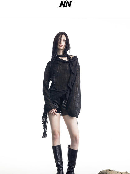 NORTH NODE Wasteland Asymmetric Lotus Ruffle Women&