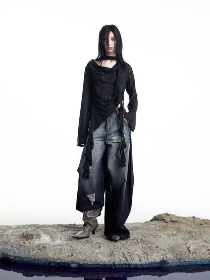 NORTH NODE Wasteland Asymmetric Lotus Ruffle Women&