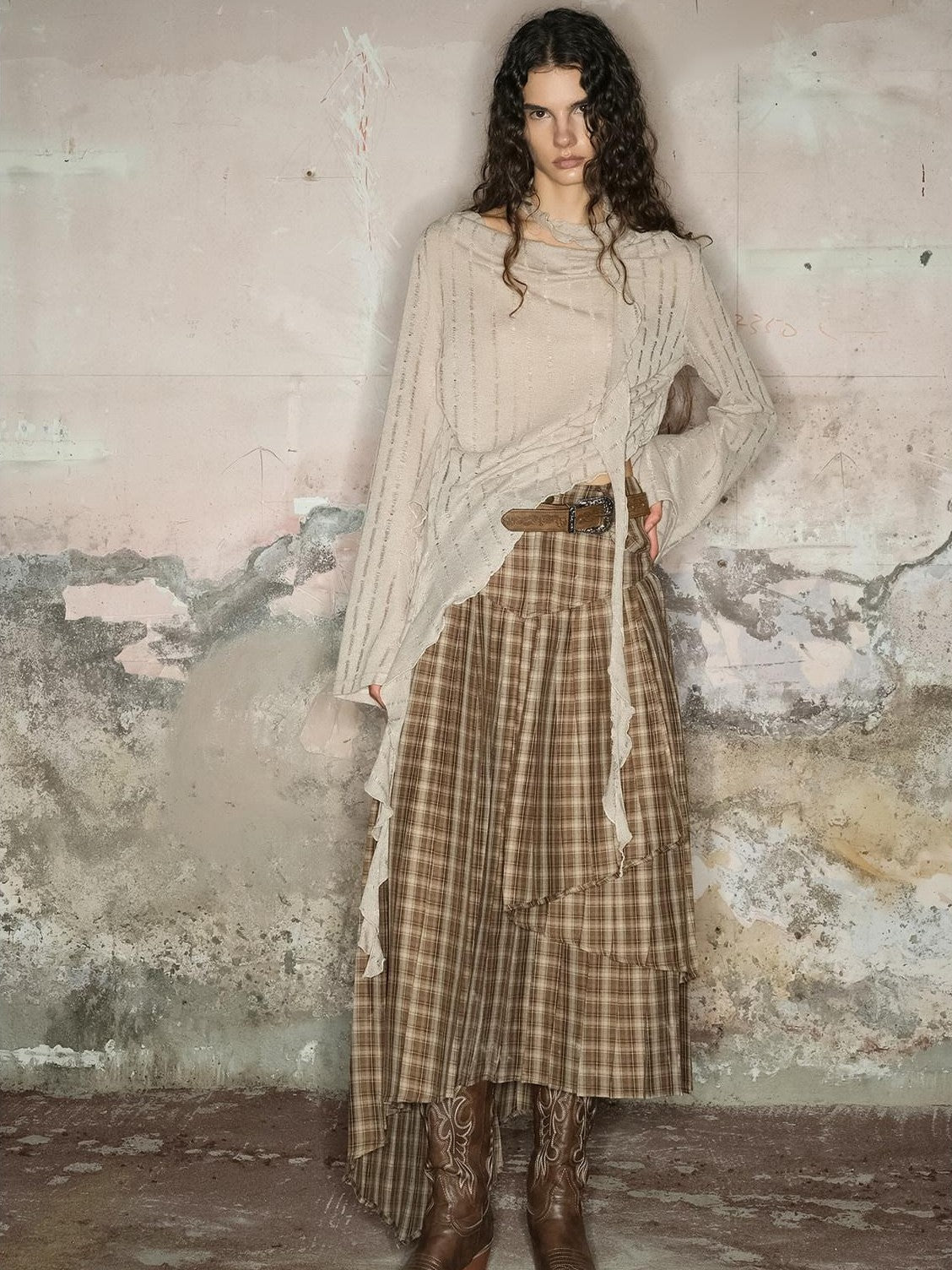 NORTH NODE Wasteland Asymmetric Lotus Ruffle Women&