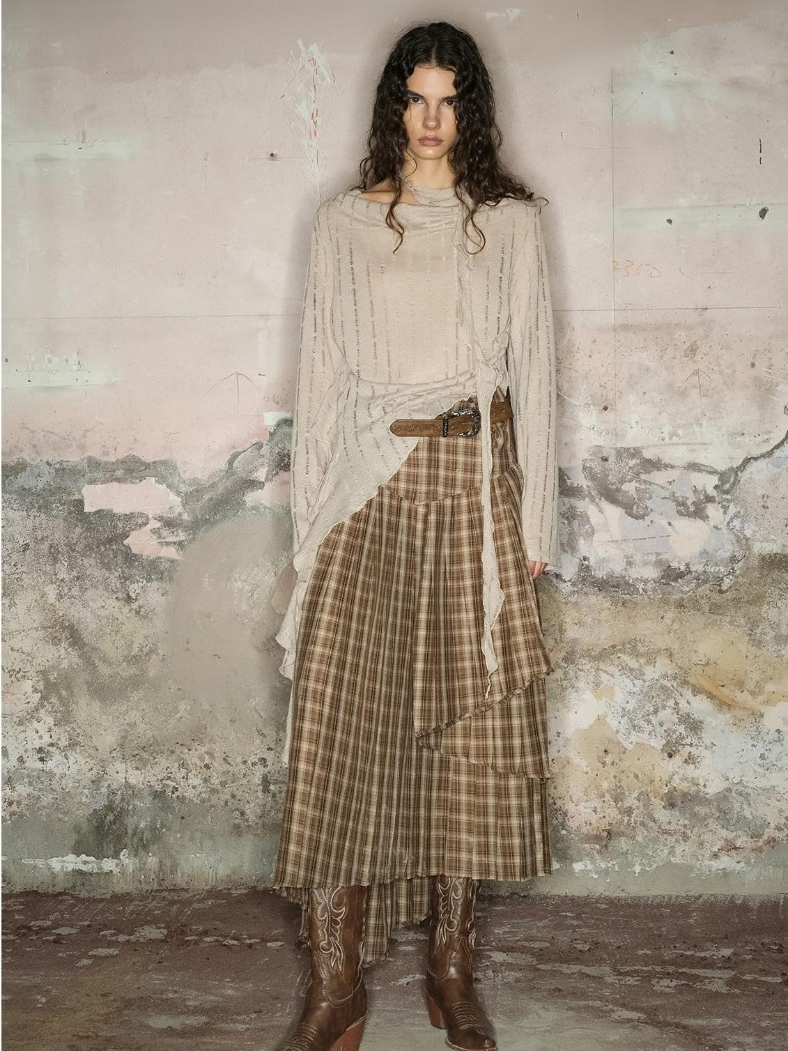 NORTH NODE Wasteland Asymmetric Lotus Ruffle Women&