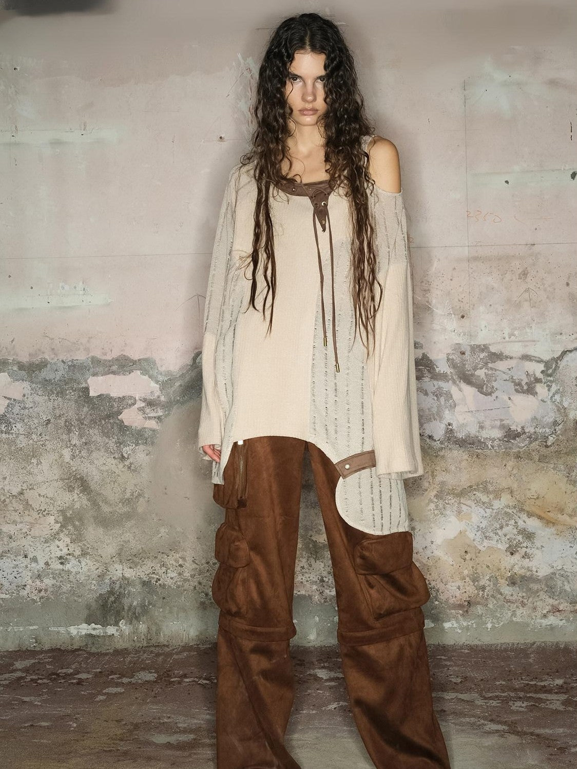 NORTH NODE Wasteland Punk Irregular Mesh Patchwork Women&