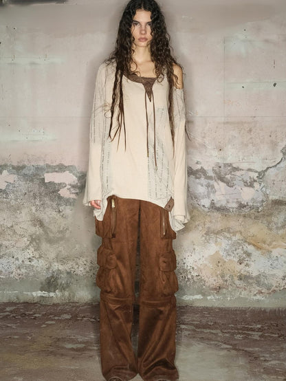 NORTH NODE Wasteland Punk Irregular Mesh Patchwork Women&