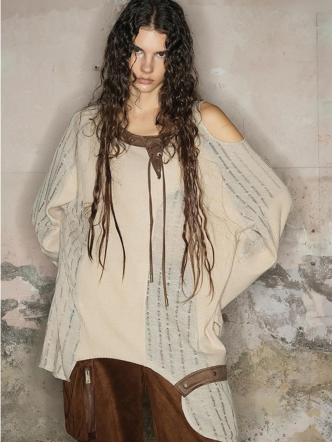 NORTH NODE Wasteland Punk Irregular Mesh Patchwork Women&