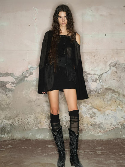 NORTH NODE Wasteland Punk Irregular Mesh Patchwork Women&