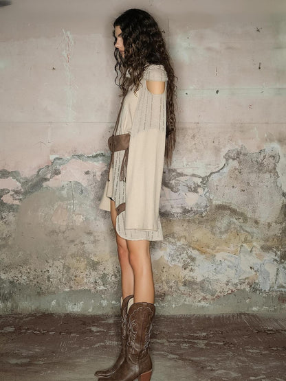 NORTH NODE Wasteland Punk Irregular Mesh Patchwork Women&
