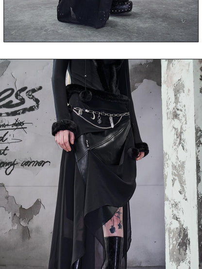 NORTH NODE Wasteland Ruffled Asymmetric Chiffon Spliced Women&