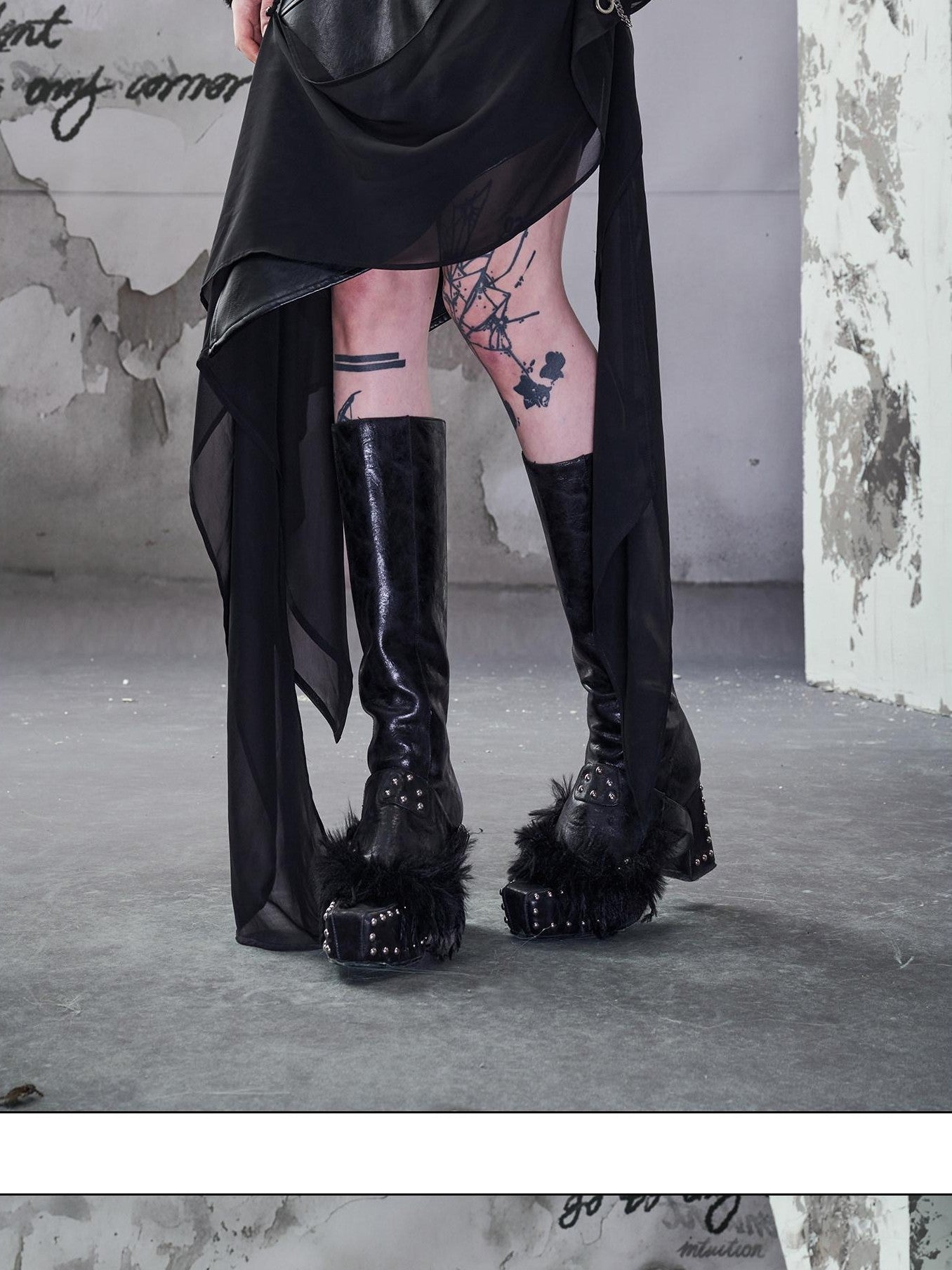 NORTH NODE Wasteland Ruffled Asymmetric Chiffon Spliced Women&