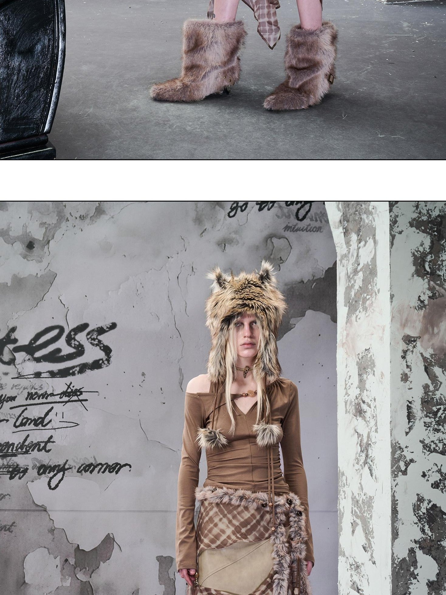 NORTH NODE Wasteland Ruffled Asymmetric Chiffon Spliced Women&
