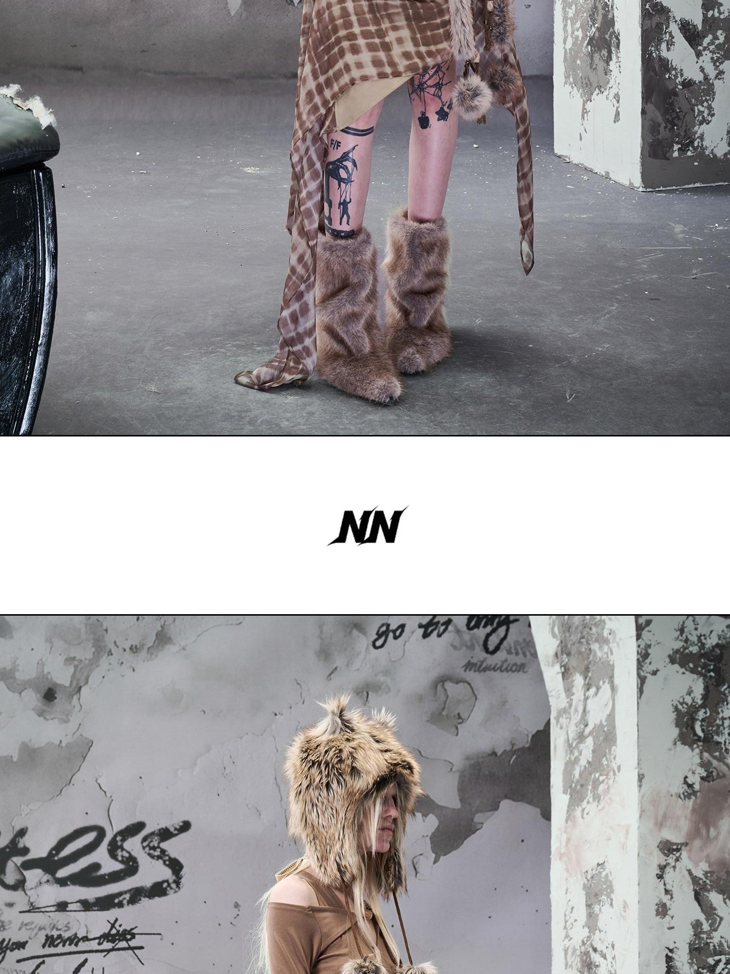 NORTH NODE Wasteland Ruffled Asymmetric Chiffon Spliced Women&