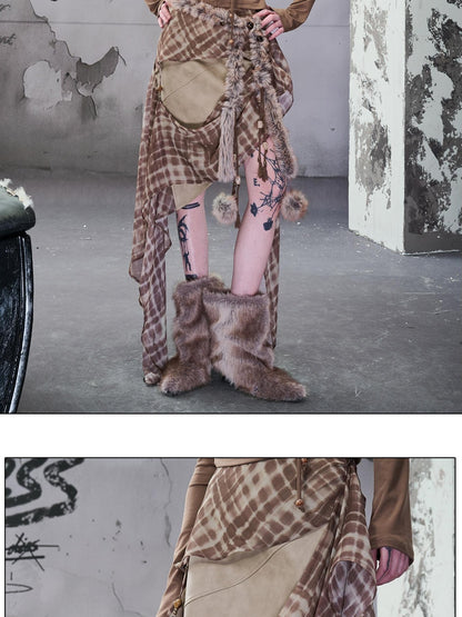 NORTH NODE Wasteland Ruffled Asymmetric Chiffon Spliced Women&