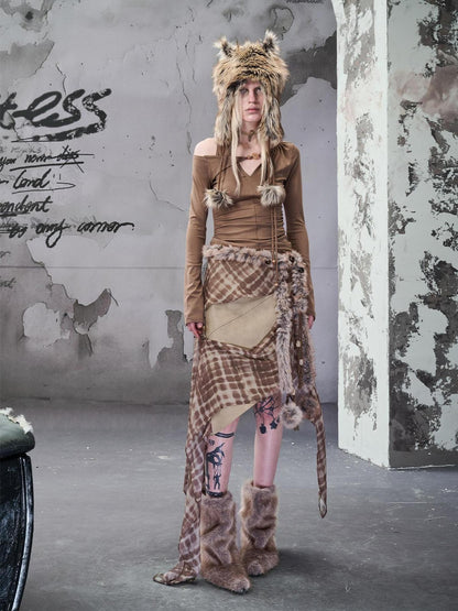 NORTH NODE Wasteland Ruffled Asymmetric Chiffon Spliced Women&