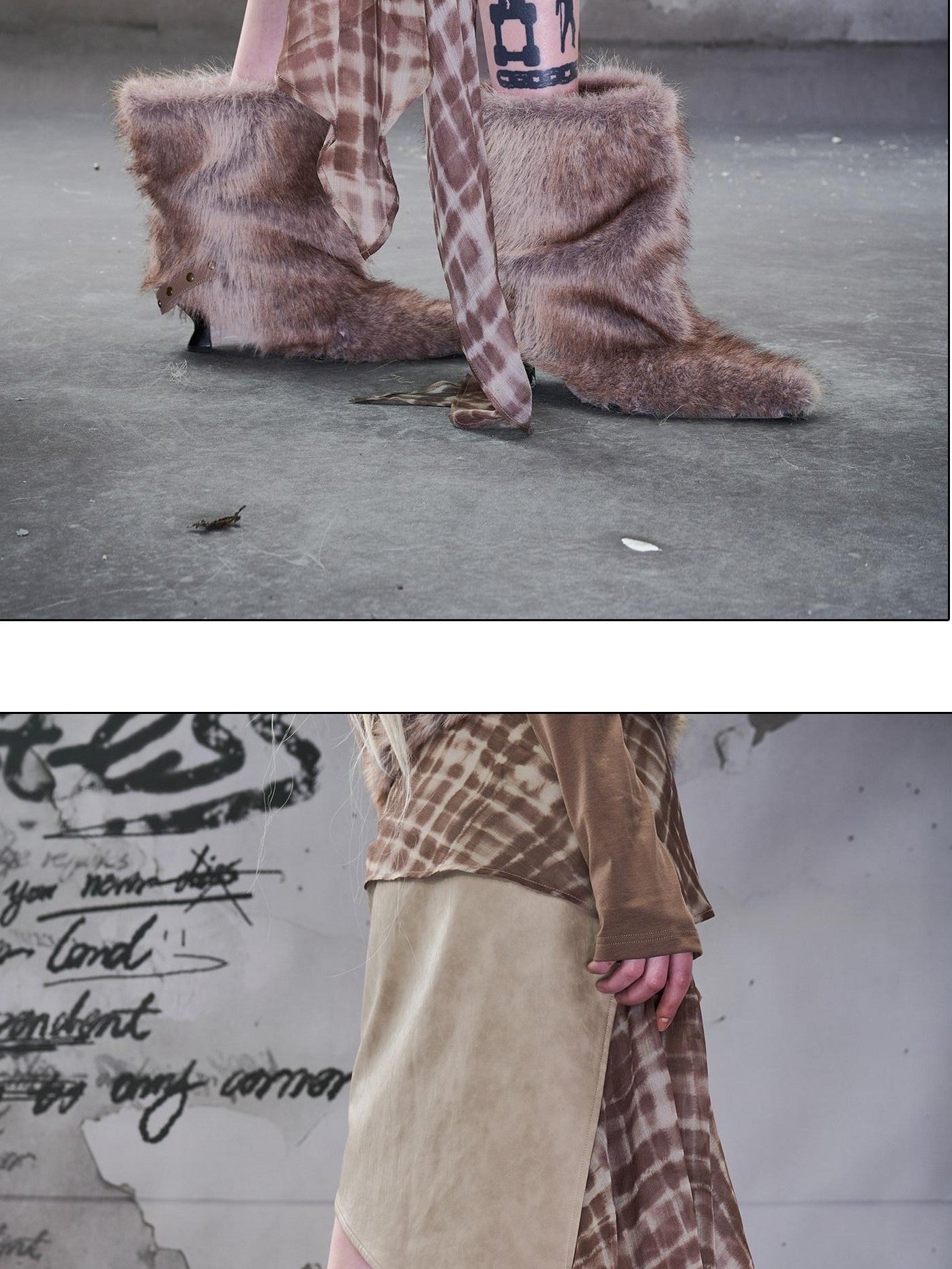 NORTH NODE Wasteland Ruffled Asymmetric Chiffon Spliced Women&