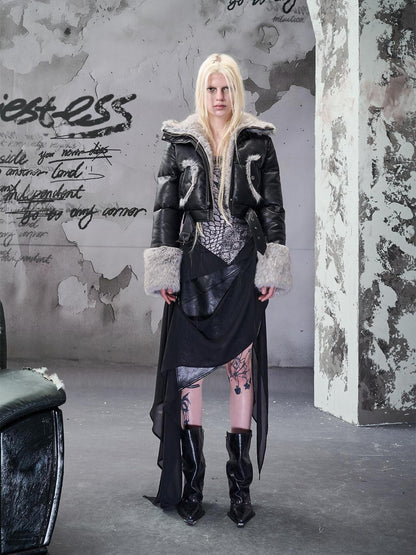 NORTH NODE Wasteland Ruffled Asymmetric Chiffon Spliced Women&