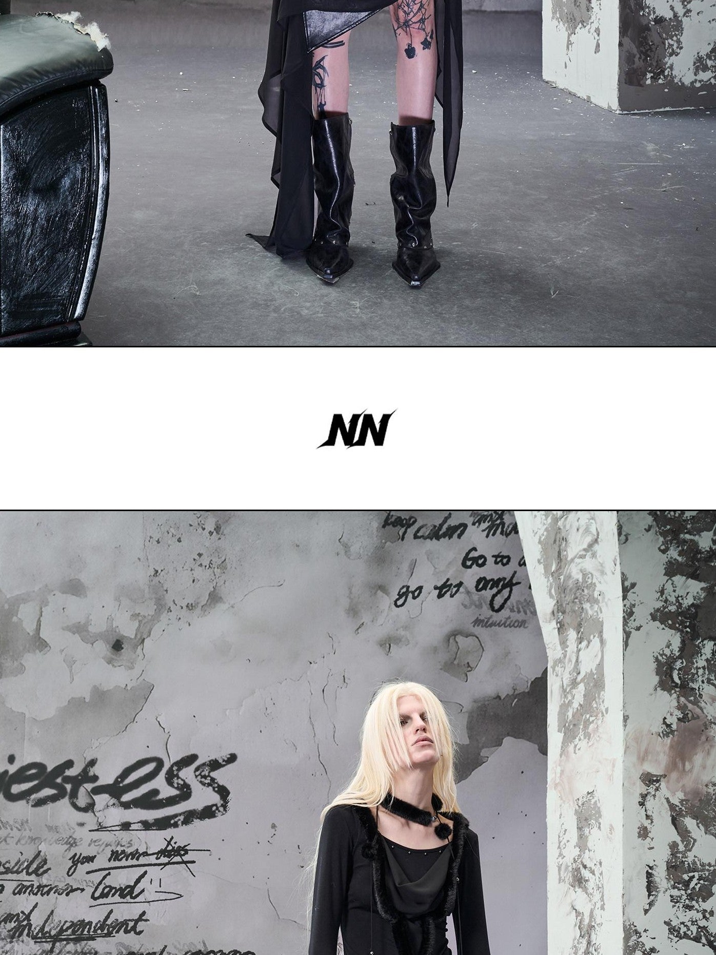 NORTH NODE Wasteland Ruffled Asymmetric Chiffon Spliced Women&
