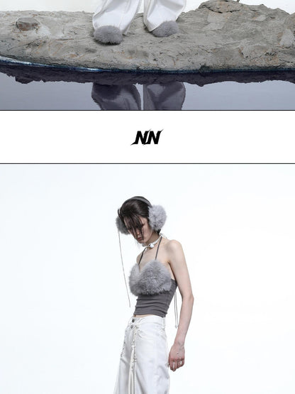 NORTH NODE Wavy Rivet Embellished Wave Hem Relaxed Fit Women&