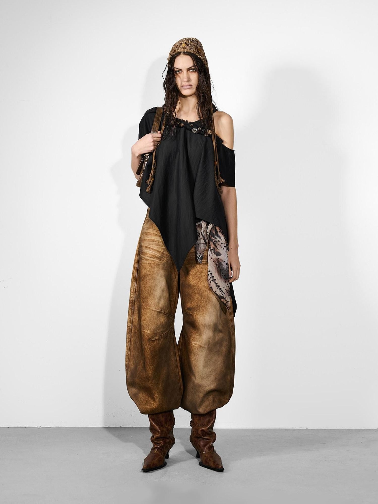 NORTH NODE Whimsical Meadow Asymmetrical Multi Button Spliced Women&