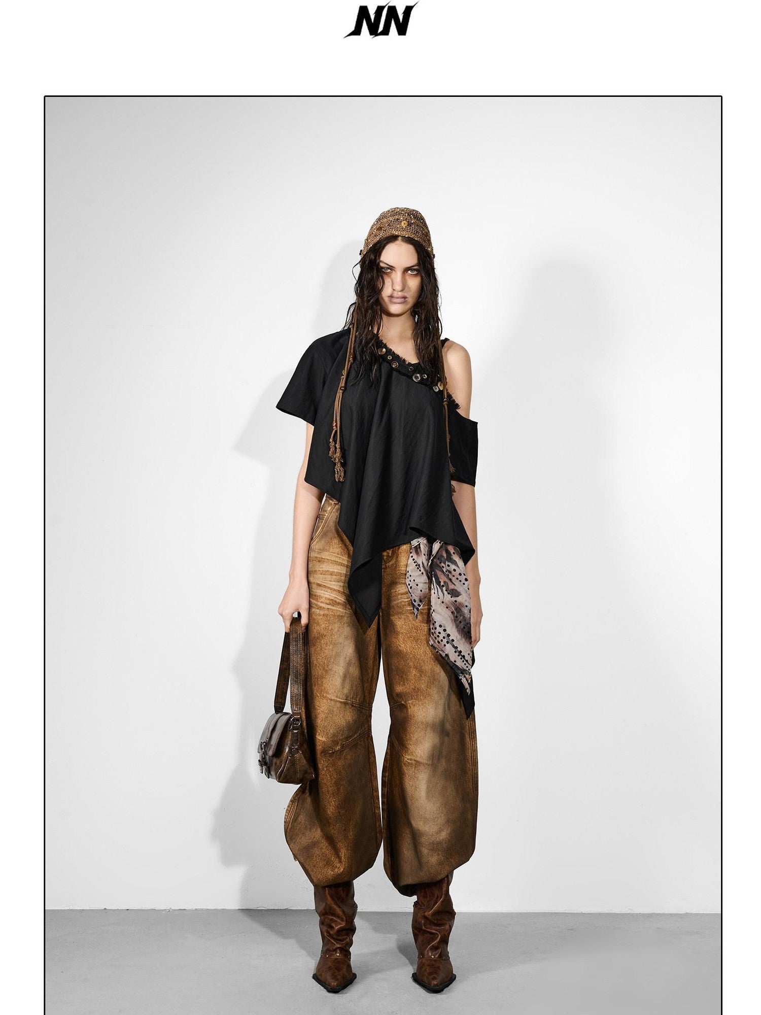 NORTH NODE Whimsical Meadow Asymmetrical Multi Button Spliced Women&