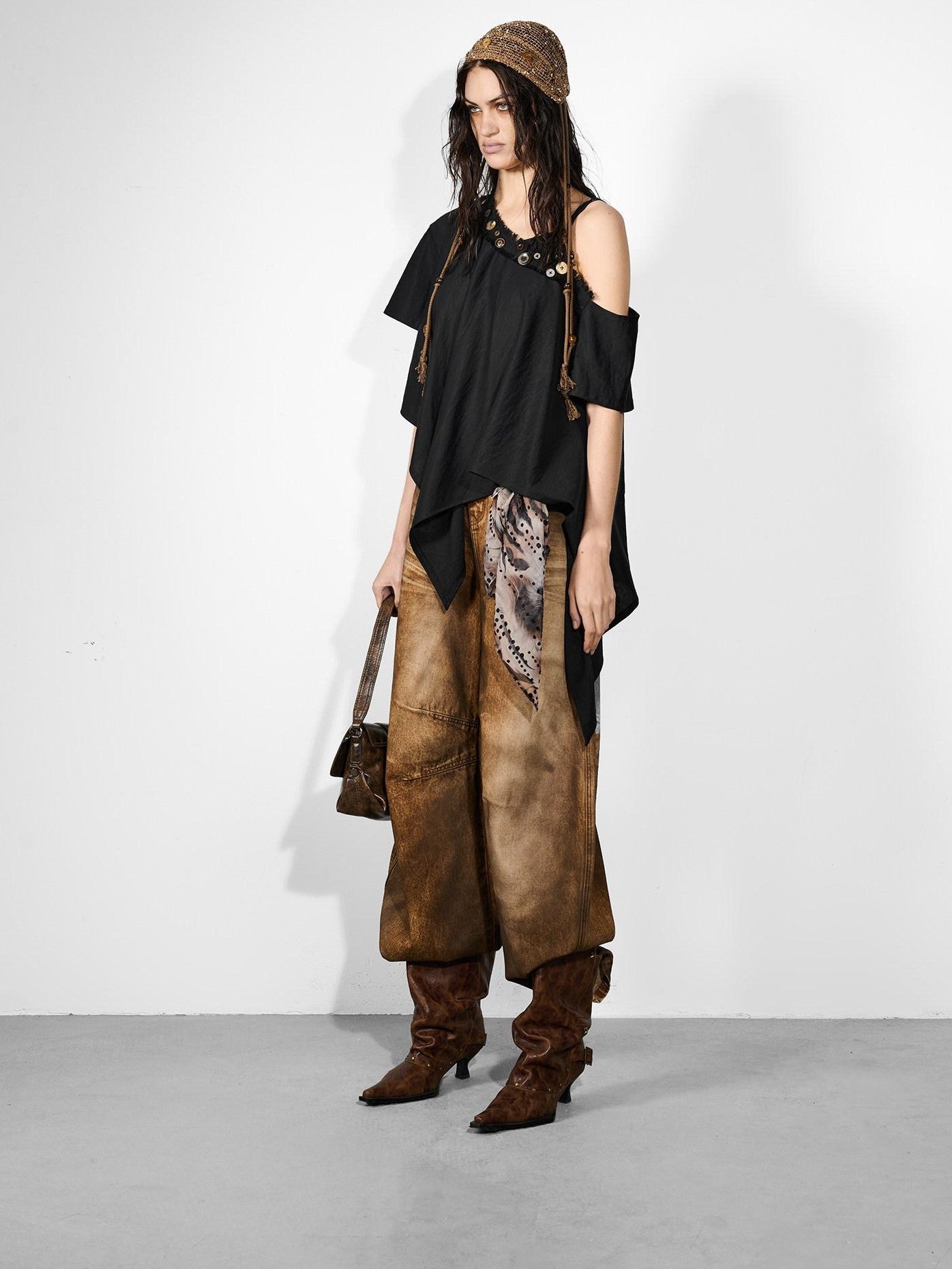NORTH NODE Whimsical Meadow Asymmetrical Multi Button Spliced Women&