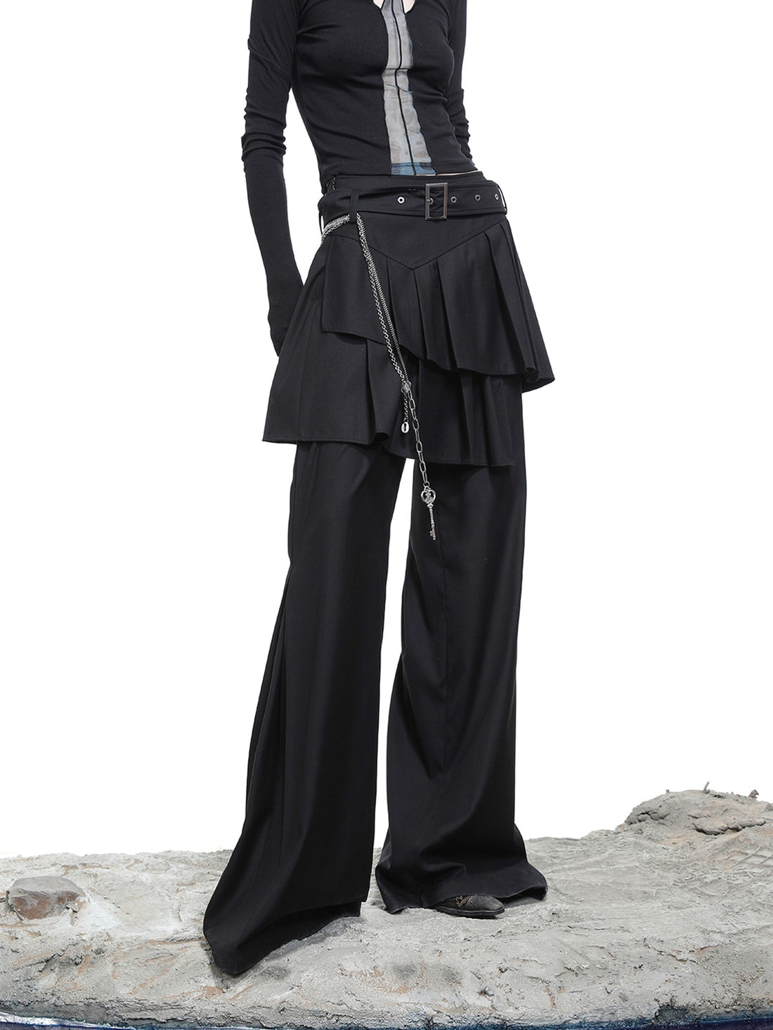 NORTH NODE Whisper Hem Pleated Wide Leg Tailored Trouser Inspired Women&