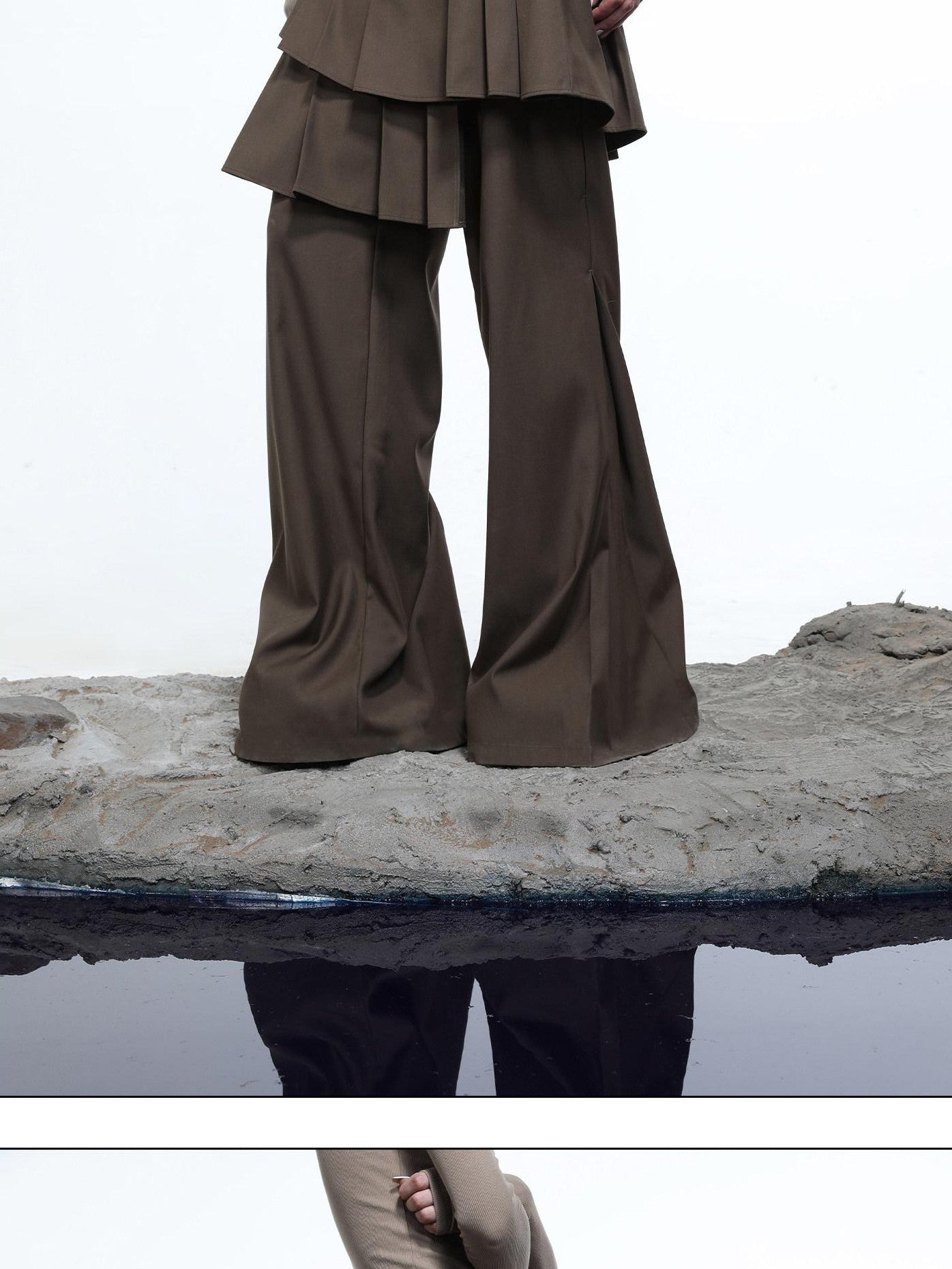 NORTH NODE Whisper Hem Pleated Wide Leg Tailored Trouser Inspired Women&