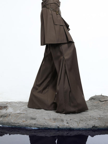 NORTH NODE Whisper Hem Pleated Wide Leg Tailored Trouser Inspired Women&