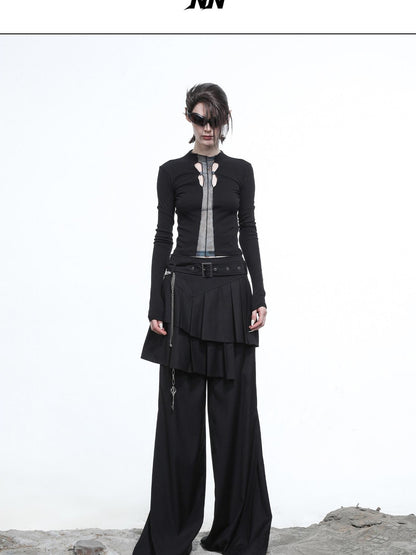 NORTH NODE Whisper Hem Pleated Wide Leg Tailored Trouser Inspired Women&