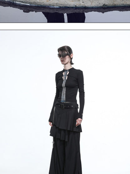 NORTH NODE Whisper Hem Pleated Wide Leg Tailored Trouser Inspired Women&