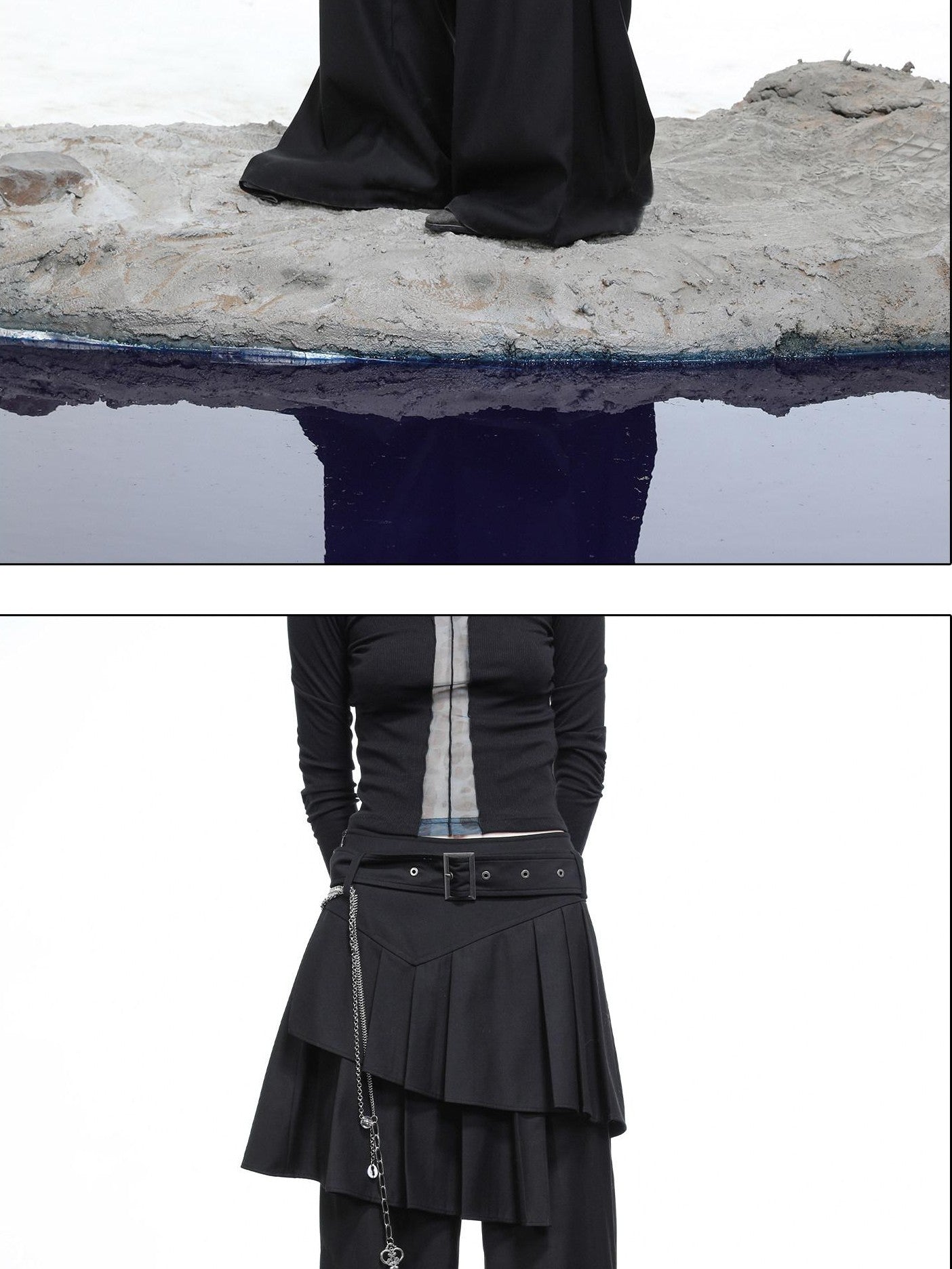 NORTH NODE Whisper Hem Pleated Wide Leg Tailored Trouser Inspired Women&