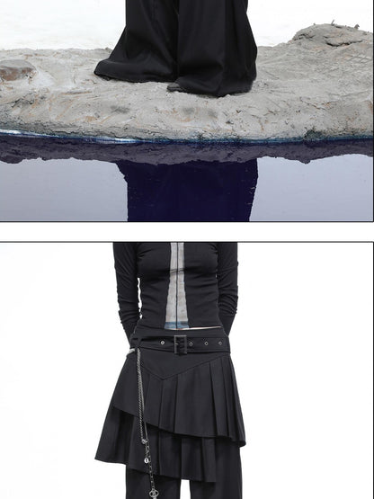 NORTH NODE Whisper Hem Pleated Wide Leg Tailored Trouser Inspired Women&