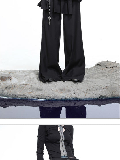 NORTH NODE Whisper Hem Pleated Wide Leg Tailored Trouser Inspired Women&