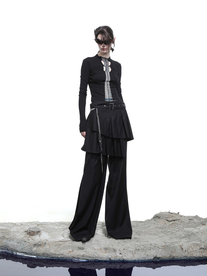 NORTH NODE Whisper Hem Pleated Wide Leg Tailored Trouser Inspired Women&