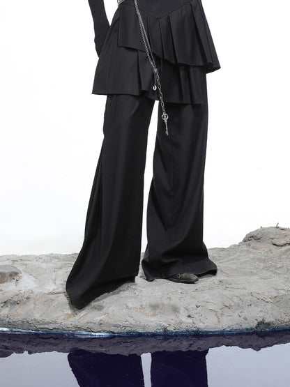 NORTH NODE Whisper Hem Pleated Wide Leg Tailored Trouser Inspired Women&