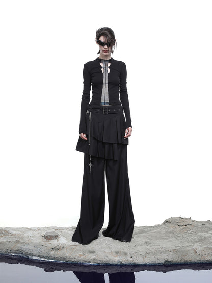 NORTH NODE Whisper Hem Pleated Wide Leg Tailored Trouser Inspired Women&