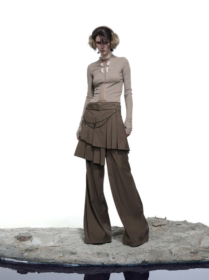 NORTH NODE Whisper Hem Pleated Wide Leg Tailored Trouser Inspired Women&