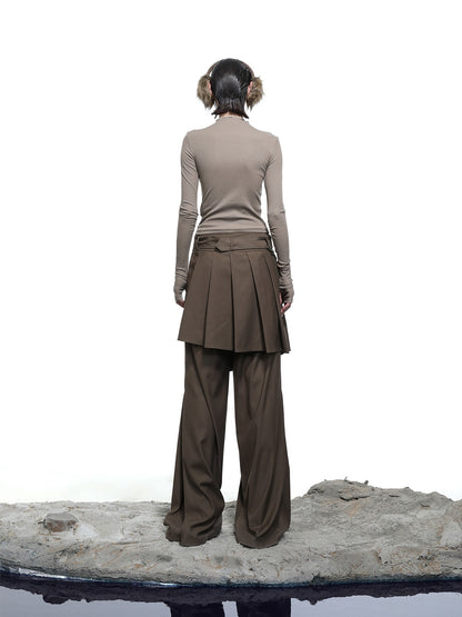 NORTH NODE Whisper Hem Pleated Wide Leg Tailored Trouser Inspired Women&