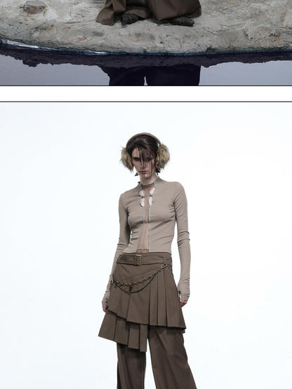 NORTH NODE Whisper Hem Pleated Wide Leg Tailored Trouser Inspired Women&