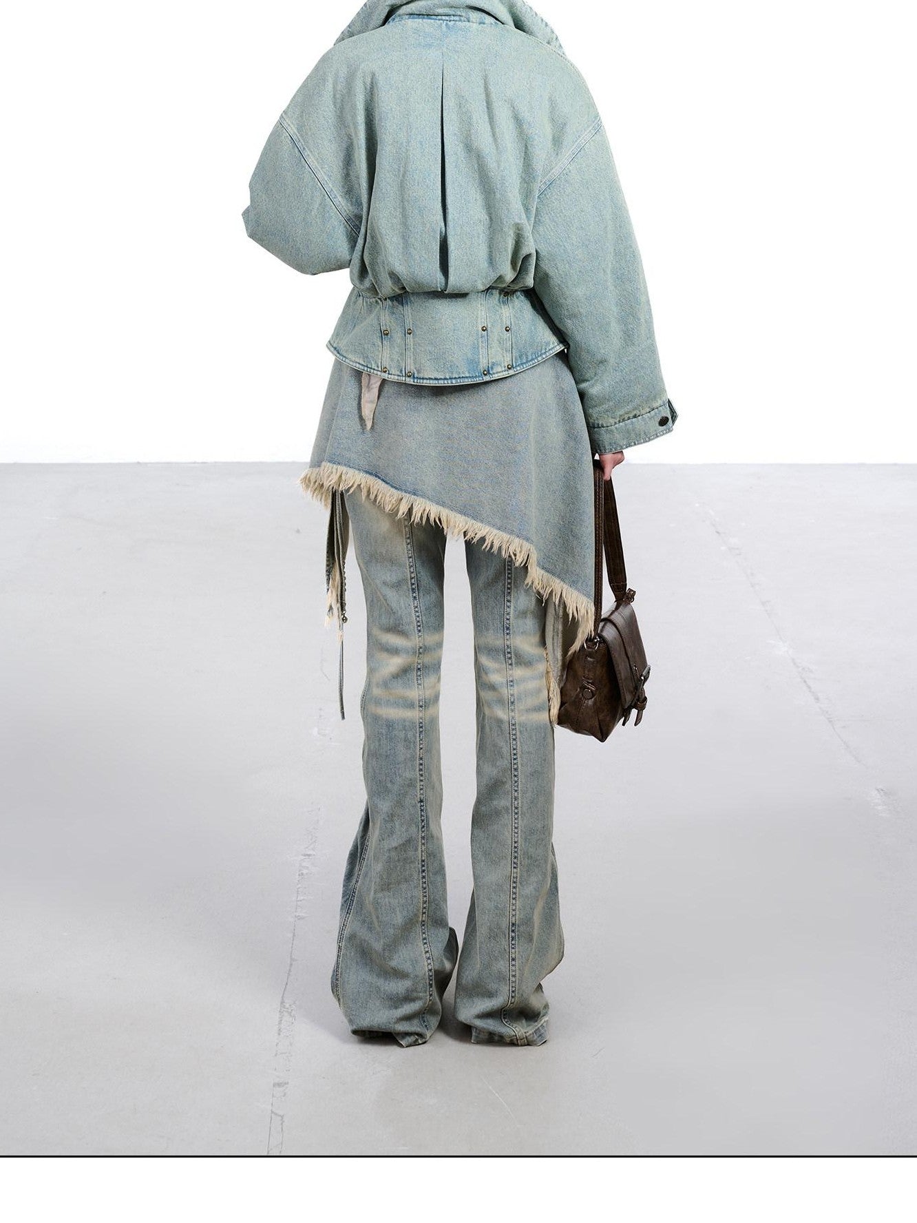 NORTH NODE White Duck Down Denim Lapel Loose Women&