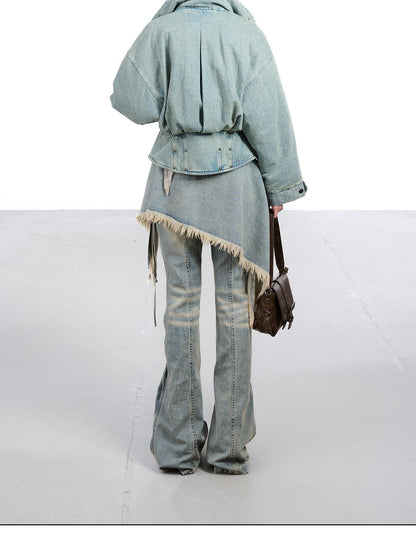 NORTH NODE White Duck Down Denim Lapel Loose Women&