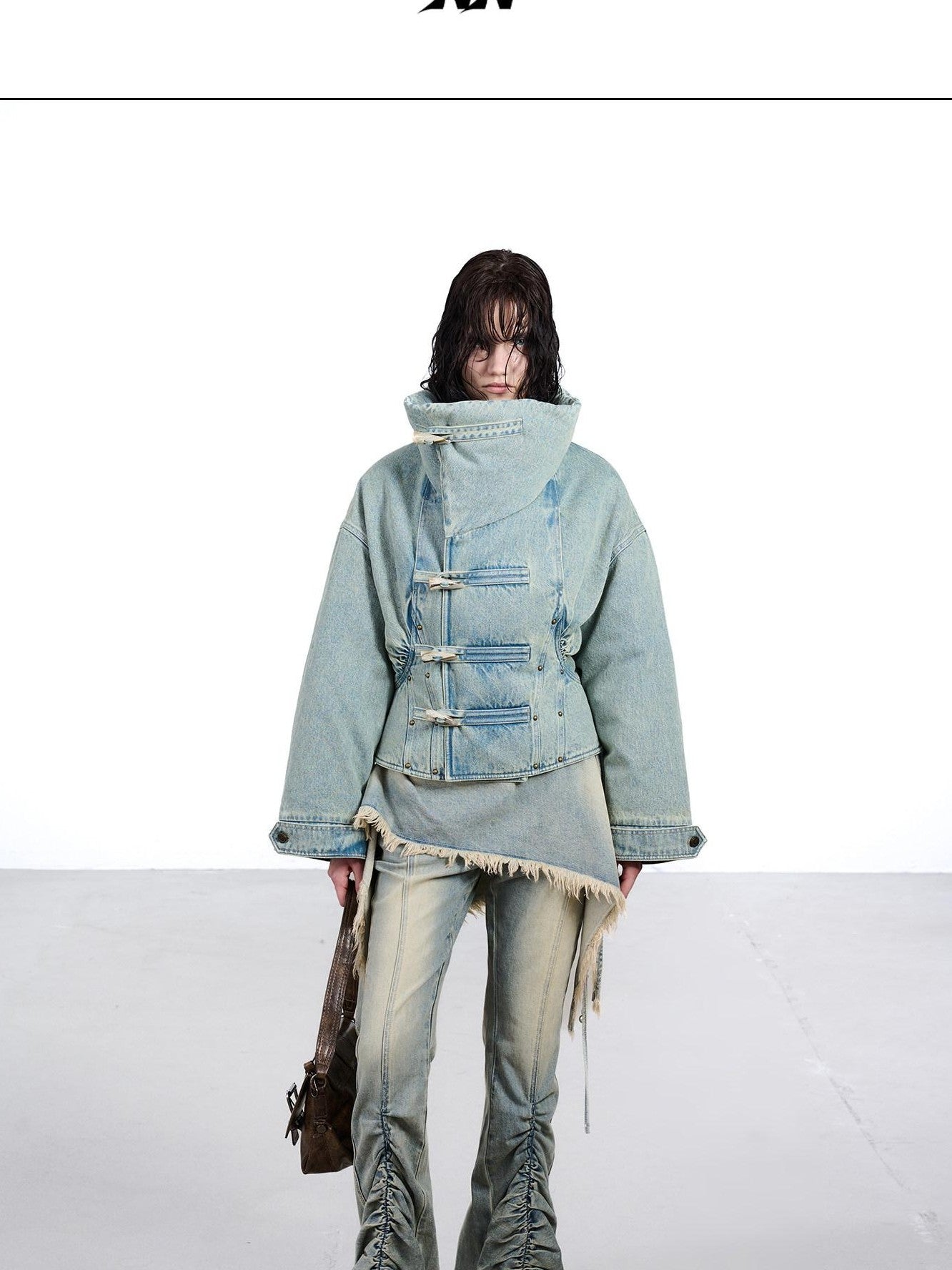 NORTH NODE White Duck Down Denim Lapel Loose Women&