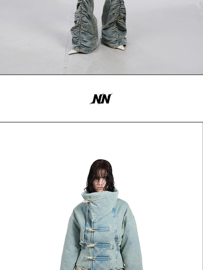 NORTH NODE White Duck Down Denim Lapel Loose Women&