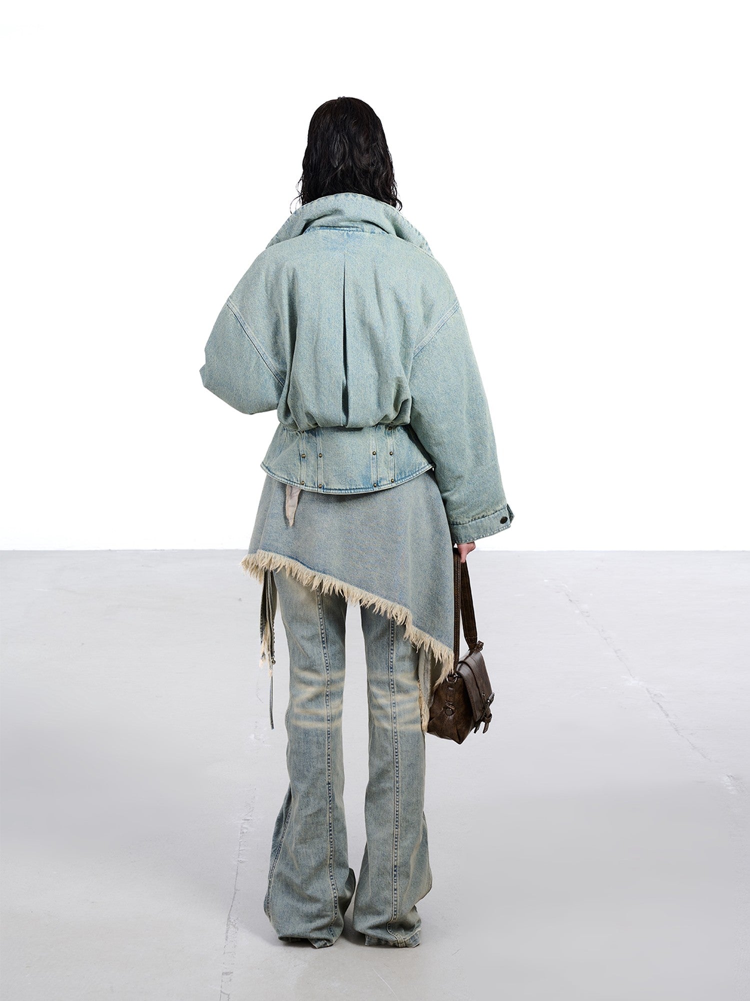NORTH NODE White Duck Down Denim Lapel Loose Women&