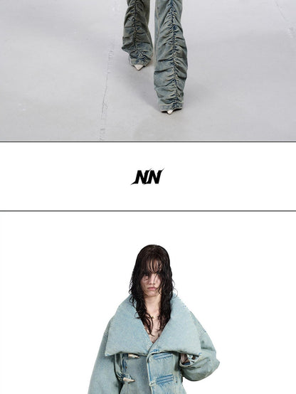 NORTH NODE White Duck Down Denim Lapel Loose Women&