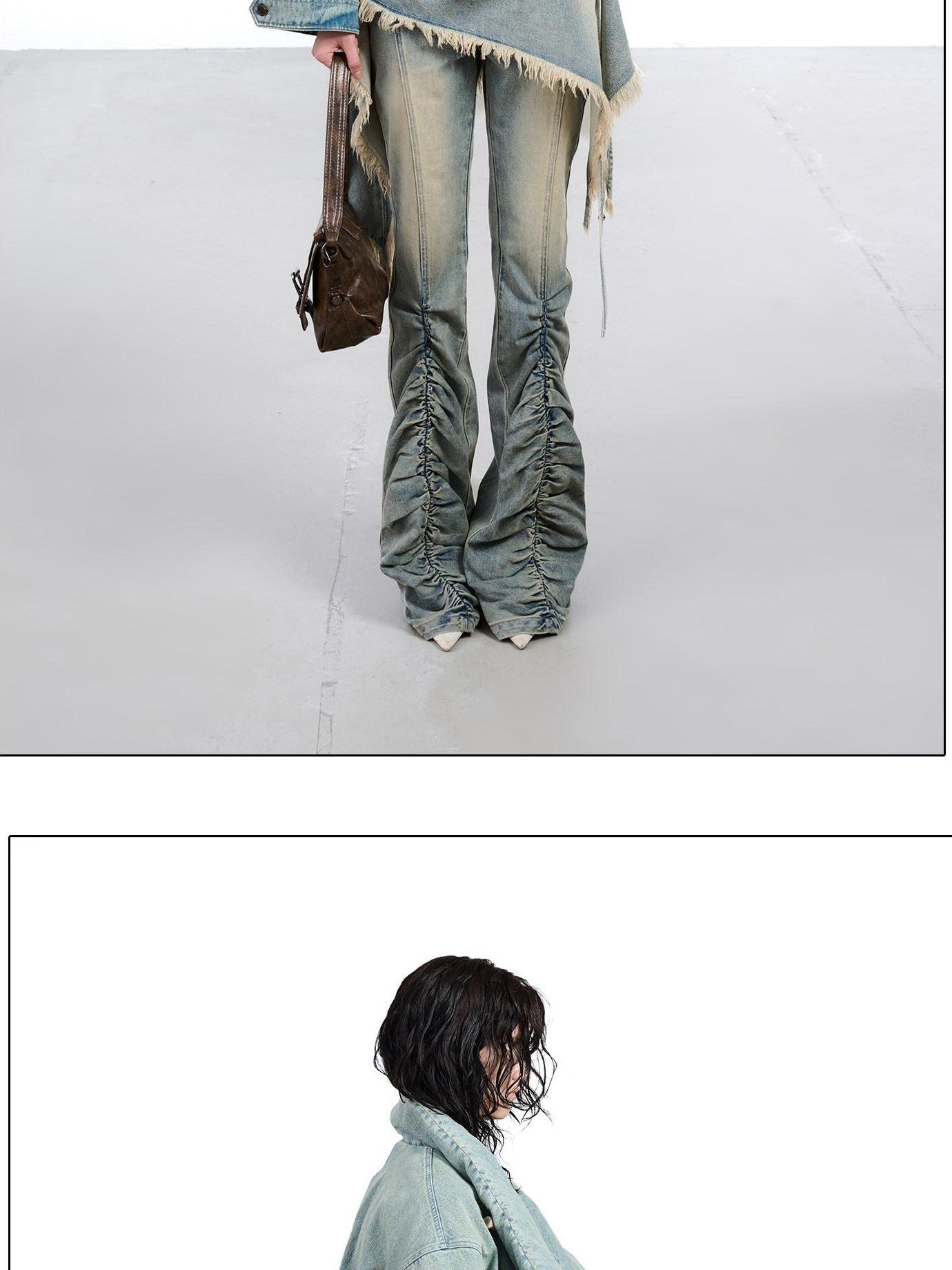 NORTH NODE White Duck Down Denim Lapel Loose Women&