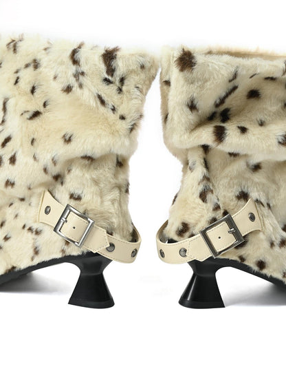 NORTH NODE White Leopard Print Pointed Toe Women&