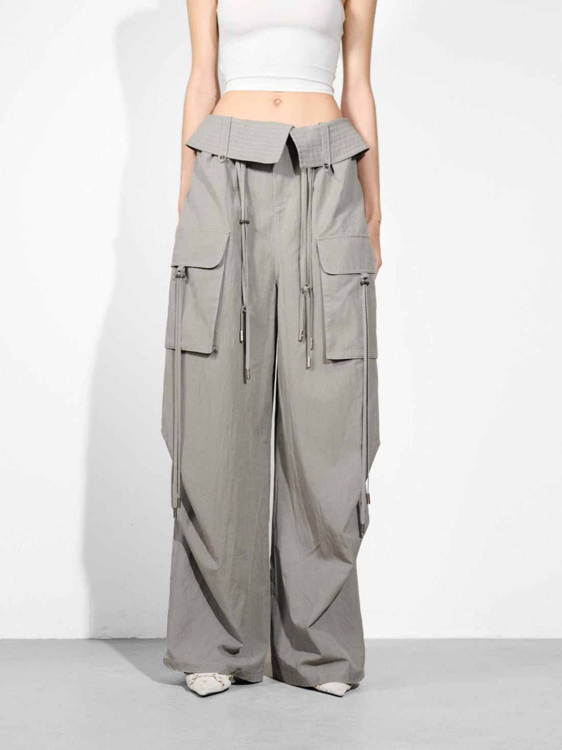 NORTH NODE Wide Leg Turnover Waist Paratrooper Utility Women&