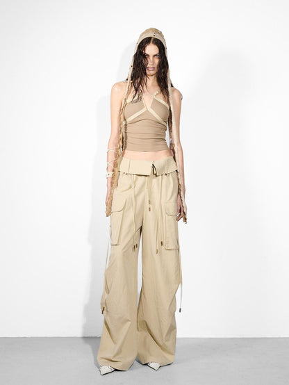 NORTH NODE Wide Leg Turnover Waist Paratrooper Utility Women&