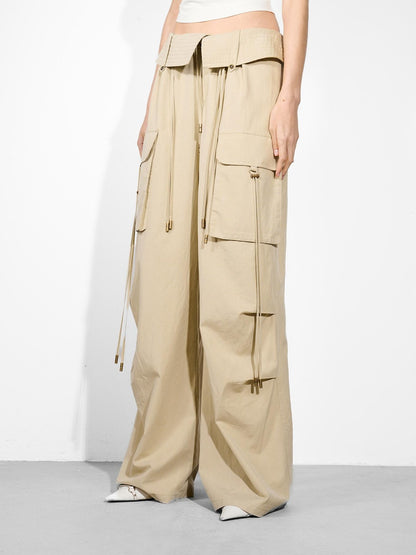 NORTH NODE Wide Leg Turnover Waist Paratrooper Utility Women&