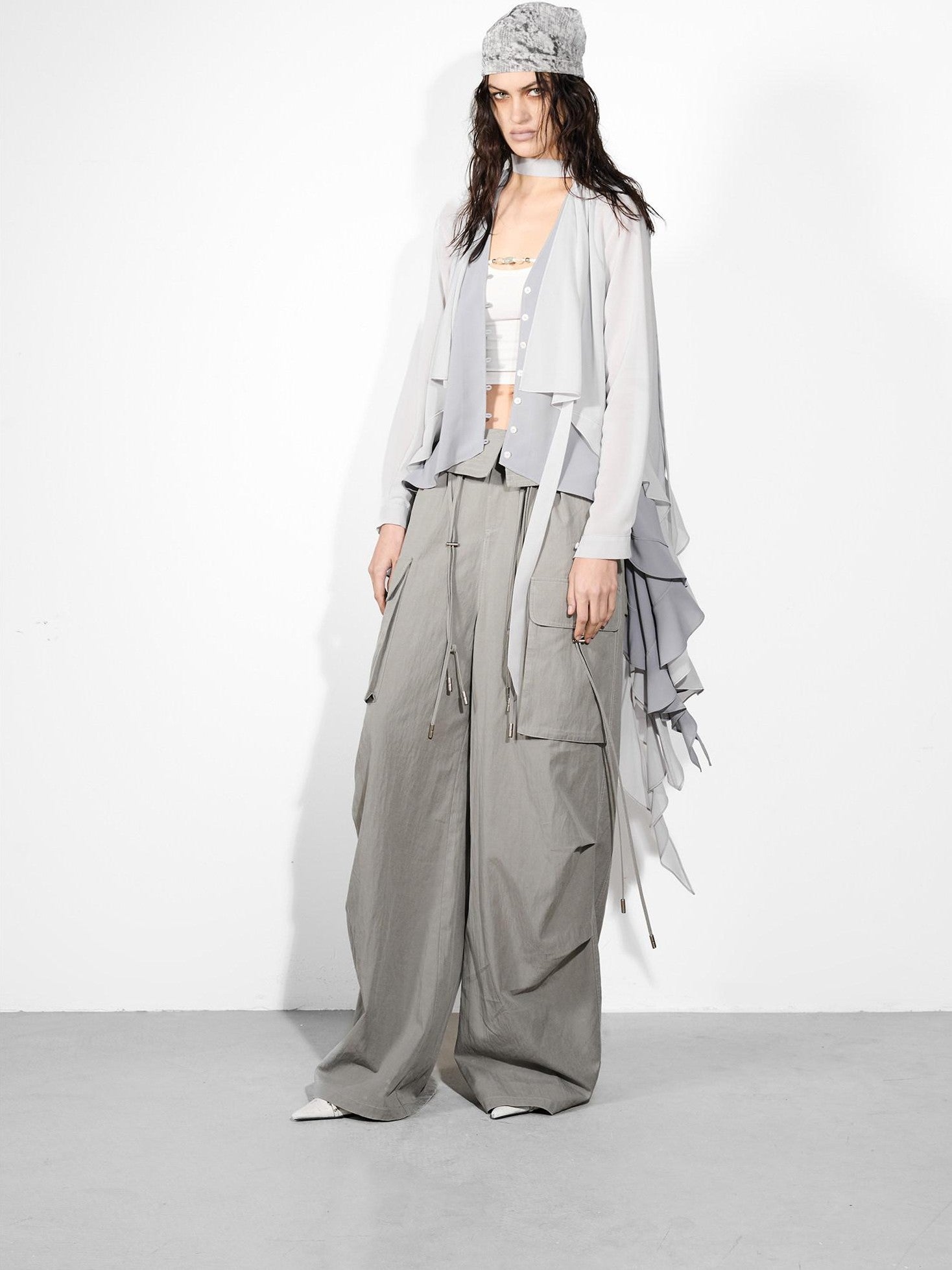 NORTH NODE Wide Leg Turnover Waist Paratrooper Utility Women&